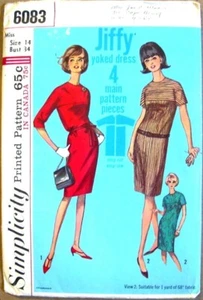 Simplicity Pattern 6083 Vintage 1965 Yoked Sheath Shift Dress 14 Uncut - Picture 1 of 2