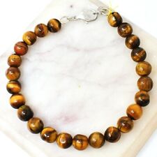 Round Shape 115.00 Cts Natural 8 Inches Long Tiger Eye Beads Bracelet NK-06E218