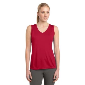 Sport-Tek LST352 Women's Sleeveless V-Neck T-Shirt Moisture Wick Performance Tee - Picture 1 of 7