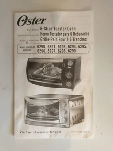 Oster 6 Slice Toaster Oven Owner's User Manual models 6290 6291 6293 - 6299 - Picture 1 of 2