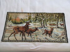 Vintage Tapestry - White Tailed Deer - Buck - Doe - Fawn - ITALY - 39 x 19