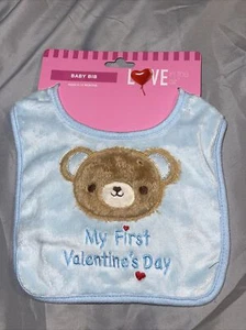 Love Is In The Air "My First Valentines Day" Bear Baby Boy Teething Bib NWT - Picture 1 of 3