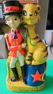 Vintage Earl Bernard Chalkware Bank ~ Circus Girl with Tiger ~ 8.5"Tall ~ Japan - Picture 1 of 13
