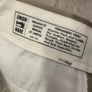 Vintage Pants 38x30 Talon Zip Union Made USA Canvas Workwear Khaki Deadstock - Picture 1 of 12