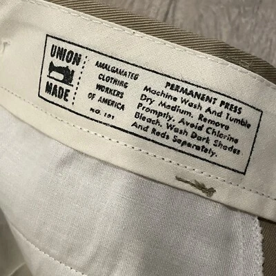 Vintage Pants 38x30 Talon Zip Union Made USA Canvas Workwear Khaki Deadstock - Image 1 of 4