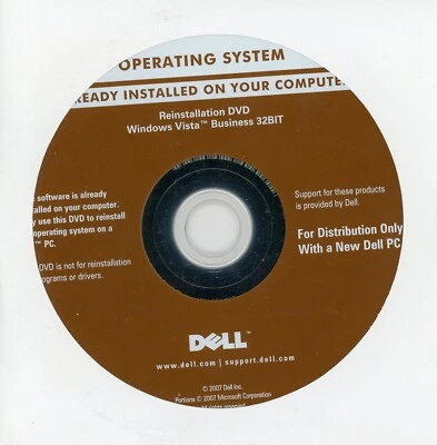 NEW Dell Windows Vista Business 32-Bit Re-Installation DVD - Image 1 of 2
