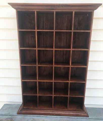 Antique Oak Barber Shop Shaving Mug Display Cabinet Cover