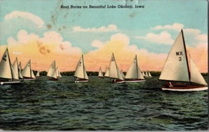 Boat Races on Beautiful Lake, Okoboji, Iowa IA Posted 1952 - Picture 1 of 2