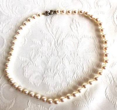 VINTAGE GERMAN PEARLS NECKLACE GOLD PLATED 925 SILBER (SILVER) CLASP SIGNED RN - Image 1 of 4