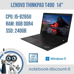 Lenovo ThinkPad T490 CPU i5-8265u Ram 8gb DDR4 SSD 240gb Win11 Pro Notebook 14" - Bild 1 von 7