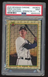 Drew Waters 2020 Bowman Chrome 1990 Bowman Superfractor Serial #d 1/1 PSA 9 - Picture 1 of 2