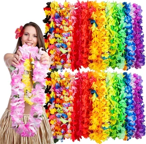 150 Count Hawaiian Lei Bulk, Tropical Luau Hawaii Theme Silk Flower Necklace, Pa - Picture 1 of 6