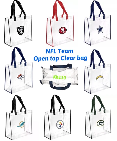 NFL Team Clear Reusable Open Tap Tote Bag Stadium Approved Cover