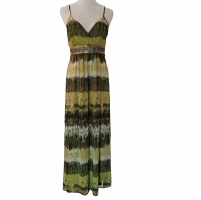 Apt. 9 Green Maxi Dress Beaded at the Waist Sz 6 - Image 1 of 4