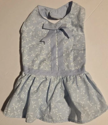 Dog Pet Halter Dress Sz Small Blue W/ Tiny Bow Prints Vintage Read Description  - Image 1 of 4