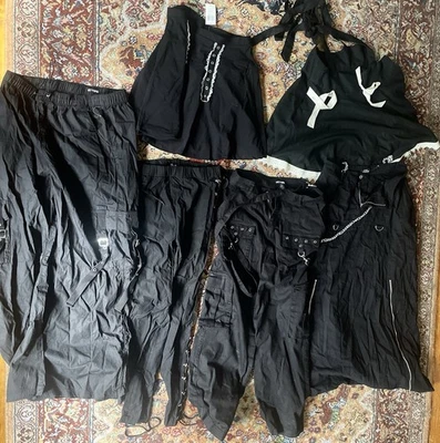 Lote de 6 saias calças de renda Hot Topic preto com zíper corrente ótimo estado - Imagem 1 de 4