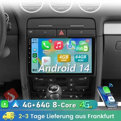 4+64G WIFI Für Audi A4 8E 8H B6 B7 2000-2009 8Kern Android 14 Autoradio GPS Navi - Bild 1 von 4
