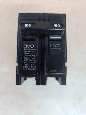 Disyuntor enchufable de 2 polos Cutler-Hammer BR2100 100 amperios Foto 1 de 4