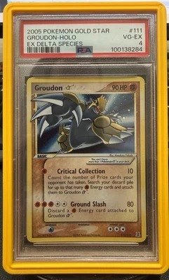 2005 Pokemon EX Delta Species Groudon Gold Star Holo 111/113 PSA 4 - Image 1 of 3