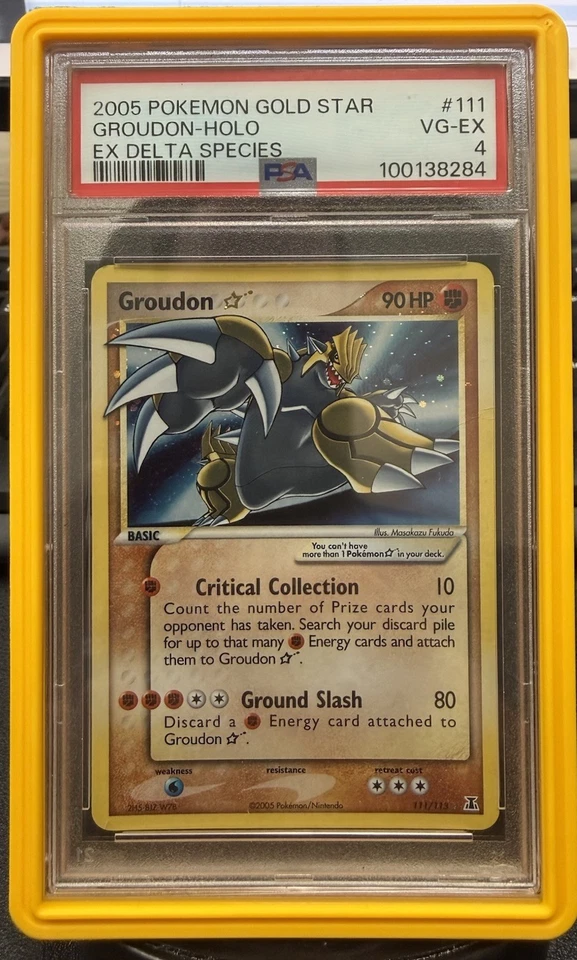 2005 Pokemon EX Delta Species Groudon Gold Star Holo 111/113 PSA 4 - Image 1 of 3