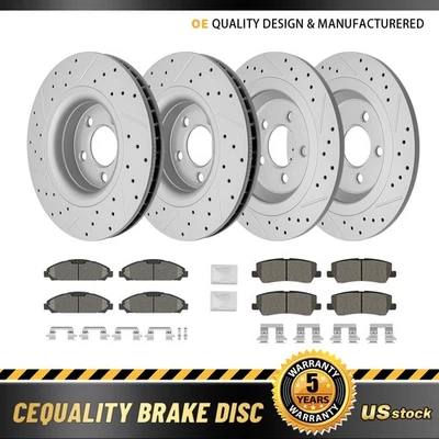 12.60'' Front Rear Drilled Brake Rotors Brake Pads for 2015 - 2020 Ford Mustang - Image 1 of 4