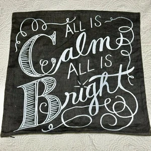 Pottery Barn All is Calm All is Bright Chalkboard Linen Pillow Cvr Christmas - Picture 1 of 4