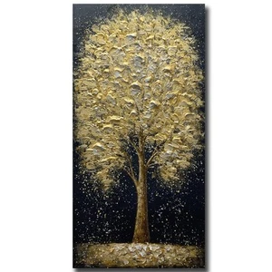 Paintings, 24x48 Inch Wall Art Oil Hand Painting Gold-silver Tree Painting 3D... - Picture 1 of 7
