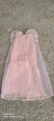 VESTIDO DE BAUTIZO Y BRAGUITA BEBÉ ORGANDÍ NAILON ROSA VINTAGE Foto 1 de 4