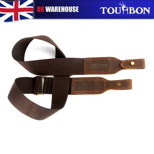 TOURBON Hunting Rifle Sling Webbing Shotgun Strap Adjustable Leather Buckle - Picture 1 of 24