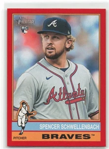 Topps Heritage Red Boarder Spencer Schwelllenbach #58 Atlanta Braves RC 2025 - Imagen 1 de 2