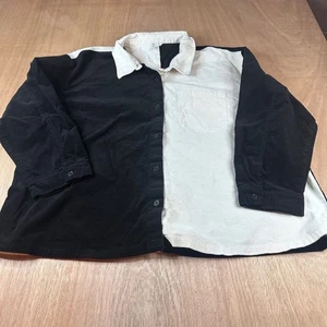 Cato Women’s 26/28W Corduroy Shirt Black White Colorblock Long Sleeve Button-Up - Picture 1 of 5
