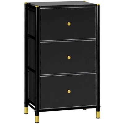 HOMCOM Chest of Drawers with 3 Drawers for Bedroom, Living Room - Black - Image 1 of 4