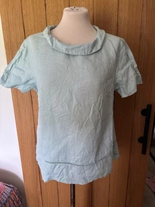 White Stuff hellblau 100 % Leinen Kurzarm Oberteil UK 14 - Bild 1 von 13