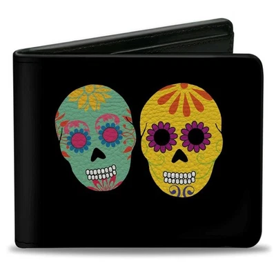 Bi-Fold Wallet Painted Sugar Skulls Black/Multi Color - Image 1 of 4