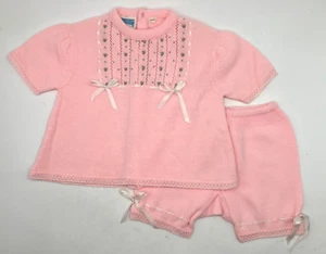 Vtg Miniatures in Fashion - Baby Girl Outfit - Pink Knit - 12 mos - Philippines - Bild 1 von 4