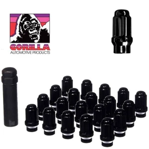 20 Gorilla Small Diameter E-T/Ultra Black Lug Nuts w/ key 21133ETBC 12mm x 1.50 - Picture 1 of 4