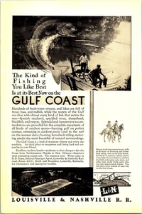 Anuncio impreso de ferrocarril L&N 1930 de colección efímero arte de pared decoración costa del Golfo - Imagen 1 de 1