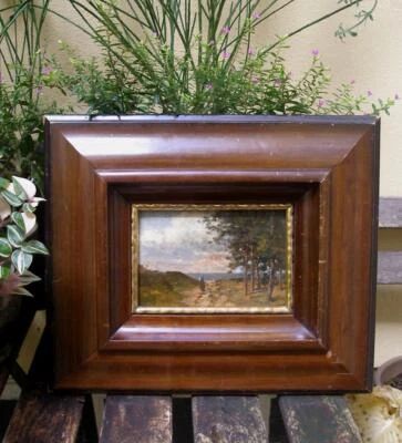 Eugen Reichenbach (alemán, 1840) Mujer en la cima de la montaña al amanecer + Marco fino Foto 1 de 4