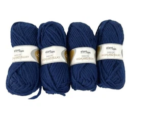 Colección Elann Hilo de Lana Highland Peruano Azul Marino Súper Voluminoso AT 844 Lote de 4 - Imagen 1 de 5