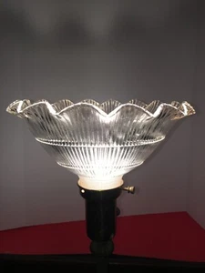 NOS VINTAGE Holophan-Stil gerüschter Glasschirm gerippt gerippt 2-1/4 Monteur - Bild 1 von 12