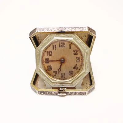 Elgin Sterling Travel Case Table Watch Engraved Date 1861 Illinois WCC Restore - Image 1 of 4