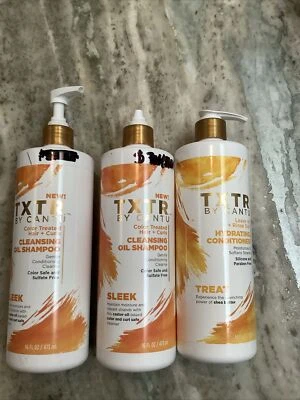 3 Cantu TXTR Lot 16Oz 2 Cleansing Oil Shampoo Sleek 1 Hydrating Conditioner READ - Image 1 of 4