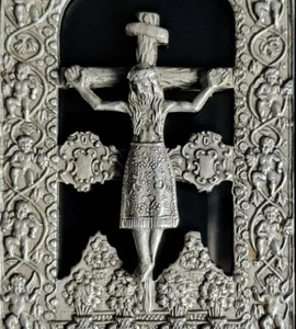 Antique 18th Century Spanish Imperial Large Silver Jesus Christ Medallion Cross - Picture 1 of 22