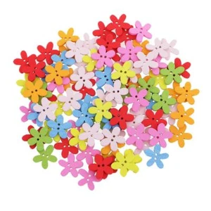 100x Mix FlOWER 2 Holes Wooden Buttons Sewing Craft Scrapbooking DIY Amazing - Picture 1 of 8