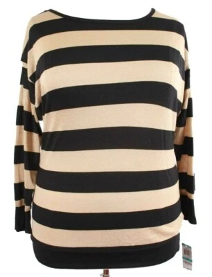 Suéter túnica tejida para mujer INC metálica dorada beige negro puntas precio de venta sugerido por el fabricante 0X: 69 USD Foto 1 de 2