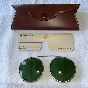 Vintage Antique B&L Clip-on Green Plastic Lenses/Case - Picture 1 of 7