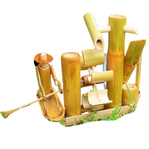 Handmade Fancy Bamboo Water Wheel Paddle Boat Garden Fountain With No Motor Pump - Picture 1 of 9