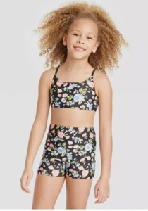 Girls Tea Party Floral swim Shorts with Top Set art class Medium 8 NEW - Picture 1 of 8