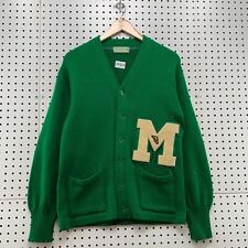 VTG 60s Imperial Letterman Cardigan Wool Sweater Green Fits M 21x26.5 Foot Wing