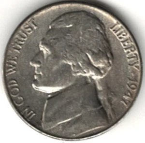 1947 S Jefferson nickel in BRILLIANT UNCIRCULATED condition ~ stk j n1 - Picture 1 of 4